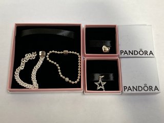 4 X ASSORTED PANDORA JEWELLERY ITEMS TO INCLUDE PANDORA TIMELESS PAVE CUBAN CHAIN BRACELET COMBINED RRP £280: LOCATION - WA 1