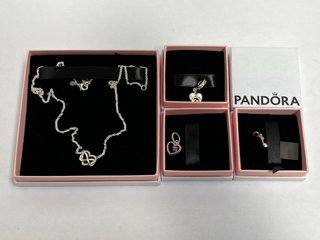 4 X ASSORTED PANDORA JEWELLERY ITEMS TO INCLUDE PANDORA SPARKLING INFINITY HEART COLLIER NECKLACE: LOCATION - WA 1