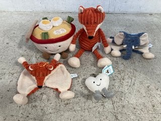 5 X JELLYCAT SOFT TOYS TO INCLUDE ' I AM AMUSEABLE RAMEN ': LOCATION - A 2