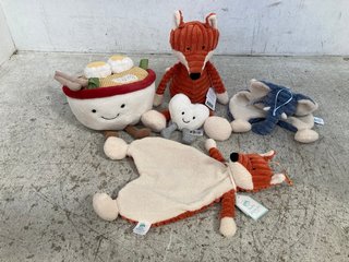 5 X JELLYCAT SOFT TOYS TO INCLUDE ' I AM BABY CORDY ROY ELEPHANT ': LOCATION - A 2