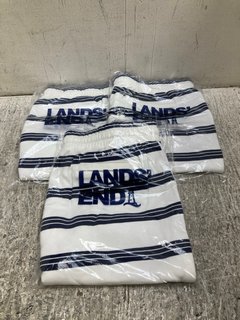 3 X PAIRS OF MENS LANDS END SHORTS IN BLUE CREAM STRIPE - UK SIZE: LARGE: LOCATION - B 1