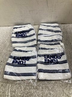 4 X PAIRS OF MENS LANDS END SHORTS IN BLUE CREAM STRIPE - UK SIZE: MEDIUM: LOCATION - B 1