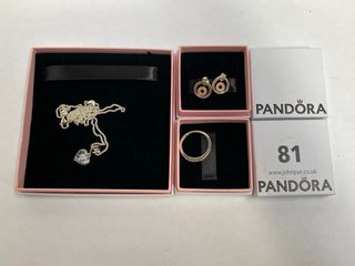 3 X ASSORTED PANDORA JEWELLERY ITEMS TO INCLUDE PANDORA SPARKLING BLUE MOON & STARS HEART NECKLACE COMBINED RRP £ £175: LOCATION - WA 1