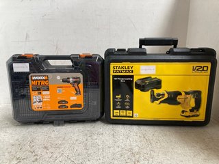 STANLEY FATMAX 18V RECIPROCATING SAW TO INCLUDE WORX NITRO 20V CORDLESS BRUSHLESS IMPACT DRILL: LOCATION - WA 1