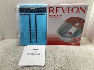 REVLON PEDIPREP SPA WITH PEDICURE SET TO INCLUDE JAMAR PEGBOARD TEST: LOCATION - B 5