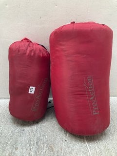 2 X PRO-ACTION SLEEPING BAGS IN RED: LOCATION - B 12