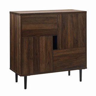 WALKER EDISON 30 INCH MODERN ACCENT CABINET IN DARK WALNUT/NAVY - RRP £136: LOCATION - B1