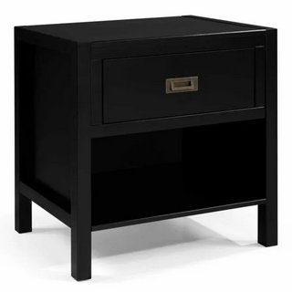 2 X WALKER EDISON 1 DRAWER CLASSIC SOLID WOOD NIGHTSTANDS IN BLACK - COMBINED RRP £210: LOCATION - B1