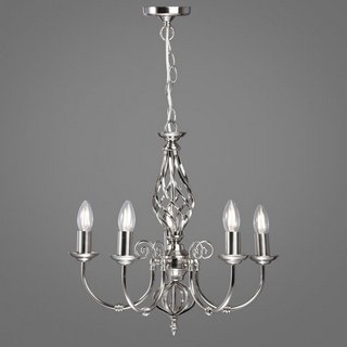 KINGSWOOD SCROLL 5 LIGHT CEILING PENDANT IN SATIN NICKEL: LOCATION - B2