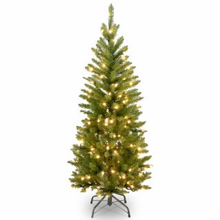 KINGSWOOD PRE-LIT PENCIL FIR CHRISTMAS TREE 5FT IN GREEN - RRP £109: LOCATION - B2