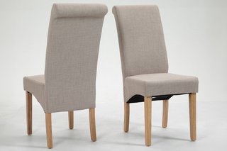 GAGNY LINEN DINING CHAIR (SET OF 2) IN GREY - RRP £182: LOCATION - B3