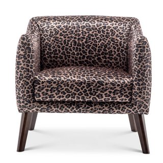 GURMINDER UPHOLSTERED ARMCHAIR IN LEOPARD PRINT - RRP £122: LOCATION - B3