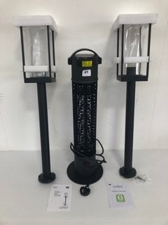 2 X LUTEC FLAIR OUTDOOR SOLAR LAMPS IN BLACK TO ALSO INCLUDE 1200W UNDER TABLE ELECTRIC PATIO HEATER: LOCATION - B1