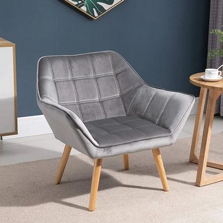 HOMCOM ALMESTICA UPHOLSTERED ARMCHAIR IN GREY: LOCATION - B1