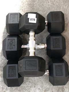 4 X 10KG BARBELL WEIGHTS IN BLACK: LOCATION - A7