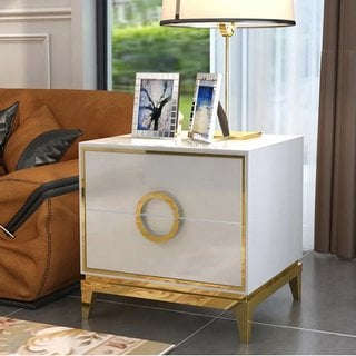 CRAIGSVILLE 2 DRAWER BEDSIDE TABLE IN WHITE - RRP £479: LOCATION - B1