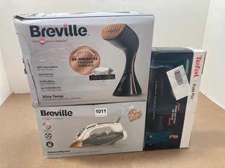 BREVILLE DIAMOND XPRESS STEAM IRON TO INCLUDE BREVILLE ELITE TEMP HANDHELD GARMENT STEAMER & TEFAL PURE POP STEAMER: LOCATION - AR11