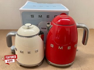 2 X SMEG 1.7L KETTLES IN CREAM & PASTEL BLUE - MODEL: KLF03PBUK - COMBINED RRP: £299.90: LOCATION - AR12