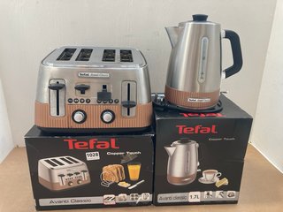 TEFAL AVANTI CLASSIC COPPER TOUCH 4 SLICE TOASTER TO INCLUDE MATCHING KETTLE - COMBINED RRP £200: LOCATION - AR12