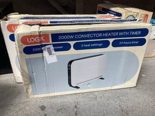 2 X LOGIK 2000W CONVECTOR HEATERS WITH TIMER IN WHITE: LOCATION - AR12