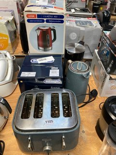 QTY OF ASSORTED ITEMS TO INCLUDE BREVILLE OBLIQ COLLECTION 4-SLICE TOASTER IN GREY WITH 2 X MATCHING KETTLES: LOCATION - A6