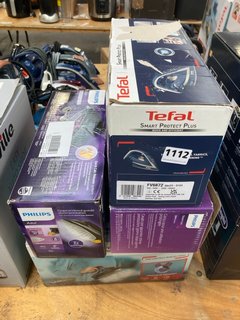 5 X ASSORTED STEAM IRONS TO INCLUDE TEFAL FREEMOVE AIR AND TEFAL SMART PROTECT PLUS: LOCATION - A6