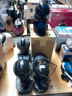 5 X ASSORTED COFFEE MACHINES TO INCLUDE BOSCH TASSIMO COFFEE POD MACHINE & NESCAFE DOLCE GUSTO INFINISSIMA IN BLACK: LOCATION - A6