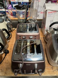 QTY OF ASSORTED ITEMS TO INCLUDE DELONGHI 4-SLICE TOASTER & MORPHY RICHARDS 4-SLICE TOASTER IN ROSE GOLD: LOCATION - A7