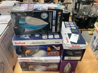 QTY OF ASSORTED STEAM IRONS TO INCLUDE RUSSELL HOBBS POWERSTEAM ULTRA COCONUT SMOOTH & 2 X TEFAL ULTRAGLIDE ANTI-CALC PLUS: LOCATION - A7