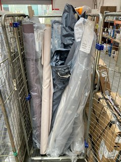 CAGE OF ASSORTED JOHN LEWIS & PARTNERS ROLLS OF FABRIC IN ASSORTED STYLES, SIZES AND DESIGNS (CAGE NOT INCLUDED): LOCATION - A2 (KERBSIDE PALLET DELIVERY)