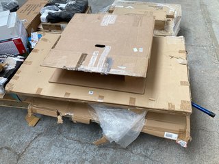 PALLET OF ASSORTED FURNITURE COMPONENTS TO INCLUDE RECEPTION UNIT 1400 TOP BOX A & RECEPTION UNIT 1400 SIDES AND BACK BOX B IN NOVA OAK: LOCATION - A4 (KERBSIDE PALLET DELIVERY)