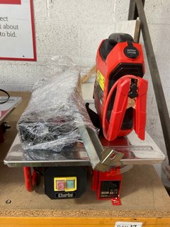 CLARKE ELECTRIC TILE CUTTER TOOL IN RED : MODEL ETC8 TO INCLUDE CLARKE 12/24 LI JUMP STARTER PACK: LOCATION - BR1