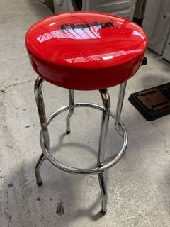 CLARKE WORKSHOP STYLE STOOL IN RED AND CHROME: LOCATION - BR1