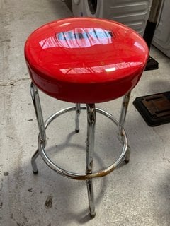 CLARKE WORKSHOP STYLE STOOL IN RED AND CHROME: LOCATION - BR1