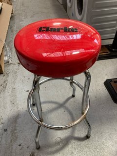 CLARKE WORKSHOP STYLE STOOL IN RED AND CHROME: LOCATION - BR1