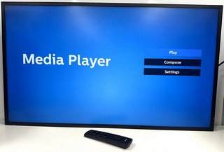 PHILIPS D-LINE DISPLAY 43" SIGNAGE SOLUTIONS IN BLACK: MODEL NO 43BDL4550D (WITH BOX, POWER CABLE & REMOTE, SMART, FAST, 24/7 DISPLAY WITH INTEGRATED WIFI AND DESIGNED FOR RUNNING ANDROID APPS. UNUSE