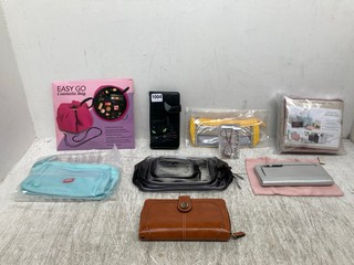 QTY OF ASSORTED ITEMS TO INCLUDE BROWN LEATHER PURSE: LOCATION - C12