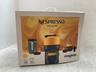 MAGIMIX NESPRESSO VERTUO POP COFFEE MACHINE IN YELLOW RRP: £100: LOCATION - BOOTH