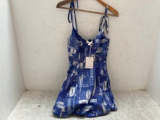 WIGGY KIT EKBERG DRESS BLUE IKAT SIZE: XS RRP: £394: LOCATION - BOOTH