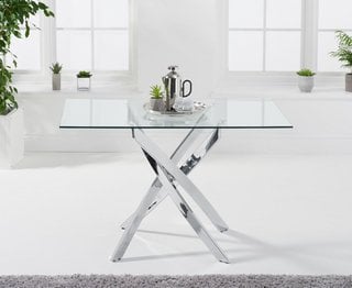 DENVER/DETROIT 120CM RECTANGULAR GLASS DINING TABLE - RRP £179: LOCATION - B4