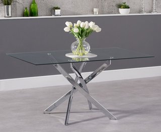 DENVER/DETROIT 160CM RECTANGULAR GLASS DINING TABLE - RRP £349: LOCATION - B4