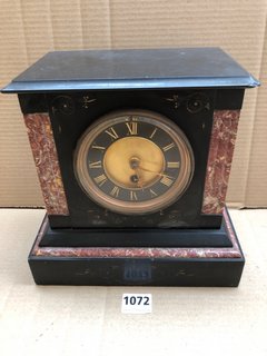 A VICTORIAN SLATE MANTEL CLOCK: LOCATION - AR9