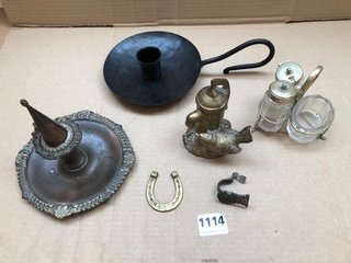 ANTIQUE ITEMS TO INCLUDE CANDLE HOLDERS ETC: LOCATION - AR9