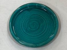 2 X STONE THE CROWS SMALL ROUND PLATTER - BRIGHT TEAL - SKU: 675710 - TOTAL RRP £90