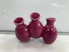 17 X STONE THE CROWS TRIPLE VASE - FUCHSIA - SKU: 226615 - TOTAL RRP £153