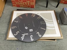 3 X ASSORTED JOHN LEWIS ITEMS TO INCLUDE THOMAS KENT WALL CLOCK GREY