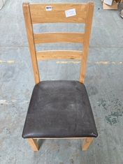 SOLID OAK DINING CHAIR WITH BROWN SEAT CUSHION