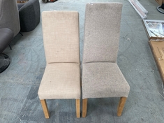 CREAM FABRIC DINING CHAIR WITH NATURAL WOODEN LEGS TO INCLUDE LIGHT GREY FABRIC DINING CHAIR WITH NATURAL LEGS