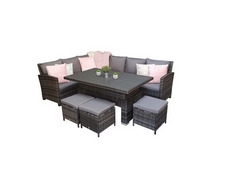 SIGNATURE WEAVE CHARLOTTE CORNER DINING SET IN GREY WITH LIFT TABLE - MODEL: CHAR0309 - RRP £1539 (KERBSIDE PALLET DELIVERY) (KERBSIDE PALLET DELIVERY)