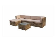 SIGNATURE WEAVE STELLA CORNER SOFA SET IN NATURAL/ BROWN WITH COFFEE TABLE - MODEL: STEL0334 - RRP £939